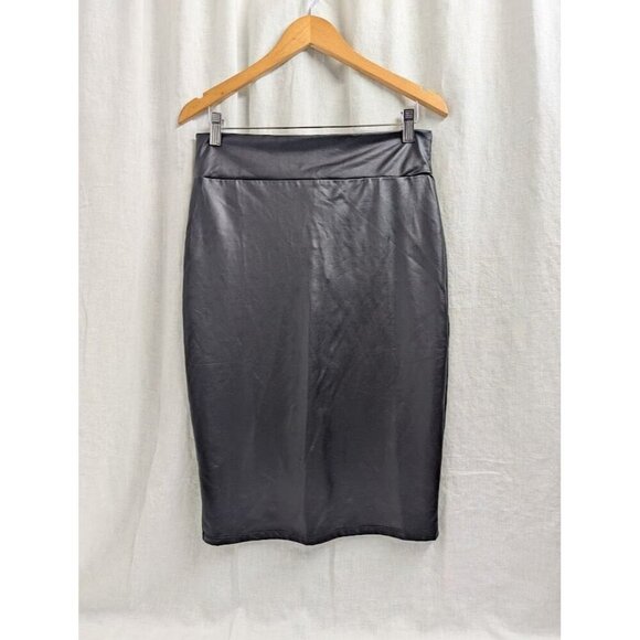 Simlu women's size Large new with tags black faux leather pencil skirt 26" S3 - Picture 1 of 9